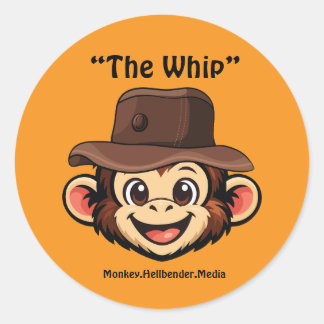 Khaki Macaque Apensticker - De Zweep Ronde Sticker