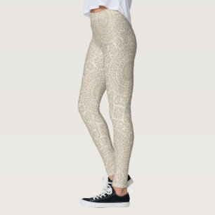 Khaki Mandala Geometrisch Patroon Leggings
