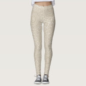 Khaki Mandala Geometrisch Patroon Leggings (Voorkant)