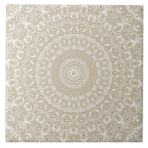 Khaki Mandala Geometrisch Patroon Tegeltje