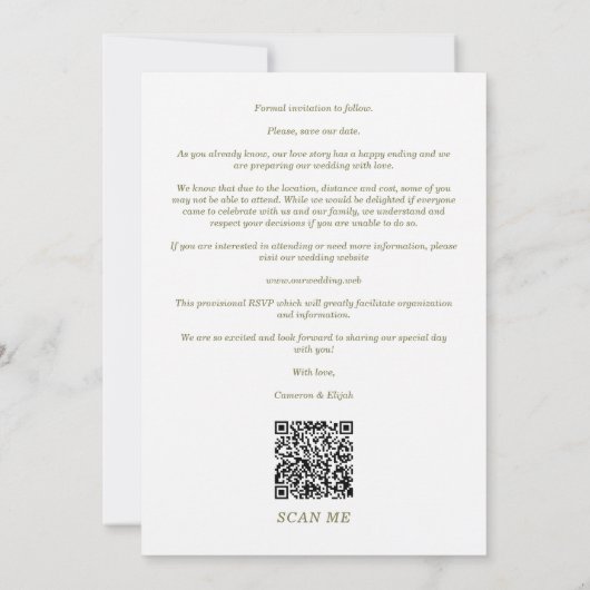 Khaki Modern Fancy Oval Wedding 2 Multi Foto's Save The Date (Achterkant)