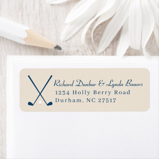 Khaki Navy Blue Golf Theme Retour Adres Label (Insitu)