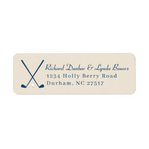 Khaki Navy Blue Golf Theme Retour Adres Label