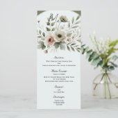 Khaki Olijfgroen Aquarel Bloem Bruiloft Menu (Staand voorkant)