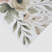Khaki Olijfgroen Aquarel Bloem Bruiloft Tissuepapier (Detail)