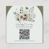 Khaki Olijfgroen Waterverf Bloemen Trouwdetail Vierkante Visitekaartje (Achterkant)