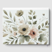 Khaki Olijfgroen Waterverf Bloemenbruiloft Gastenboek (Achterkant)