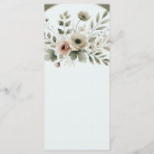 Khaki Olijfgroen Waterverf Bloemenbruiloft Menu (Achterkant)