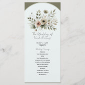 Khaki Olijfgroen Waterverf Bloemenbruiloft Programmakaart (Voorkant)