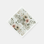 Khaki Olijfgroen Waterverf Bloemenbruiloft Servet (Hoek)