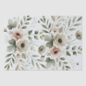 Khaki Olijfgroen Waterverf Bloemenbruiloft Tissuepapier (Voorkant)