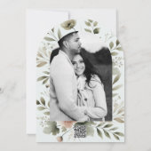 Khaki Olijfgroene Aquarel Bloemen Bruiloft Kaart (Achterkant)