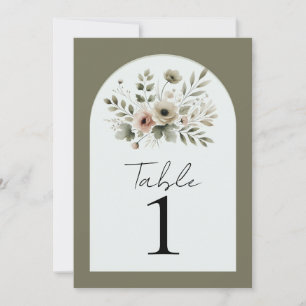Khaki Olijfgroene Aquarel Bloemtafel Kaart