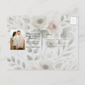 Khaki Olive Green Waterverf Floral Save Datum Aankondigingskaart (Achterkant)