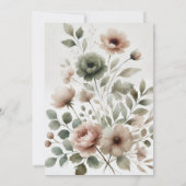 Khaki Olive Green Waterverf Floral Save the Date Kaart (Achterkant)