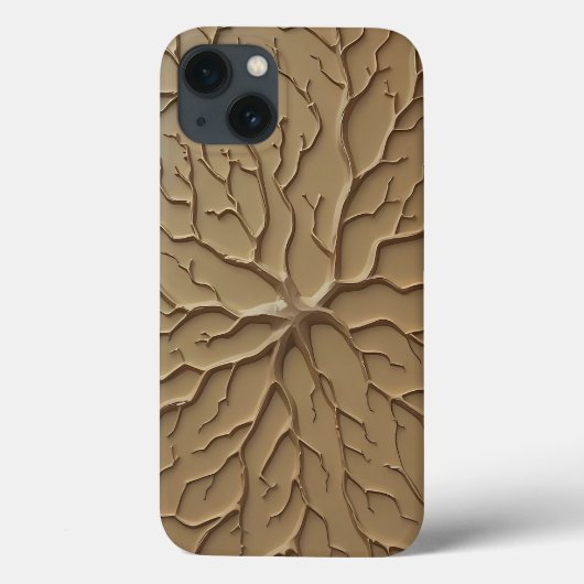 Khaki Organic Embossed Pattern iPhone Case (Achterkant)