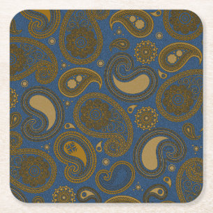 Khaki paisley op Blue Jean motief Kartonnen Onderzetters