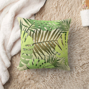 Khaki palm tropical monstera bladeren kussen