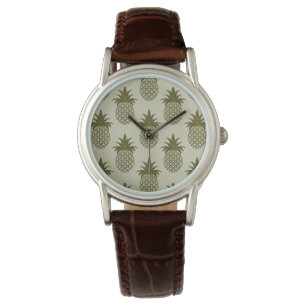 Khaki Pineapple Pattern Horloge