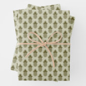 Khaki Pineapple Pattern Inpakpapier Vel (In situ)