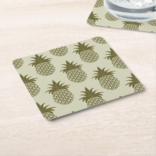 Khaki Pineapple Pattern Kartonnen Onderzetters (Schuin)
