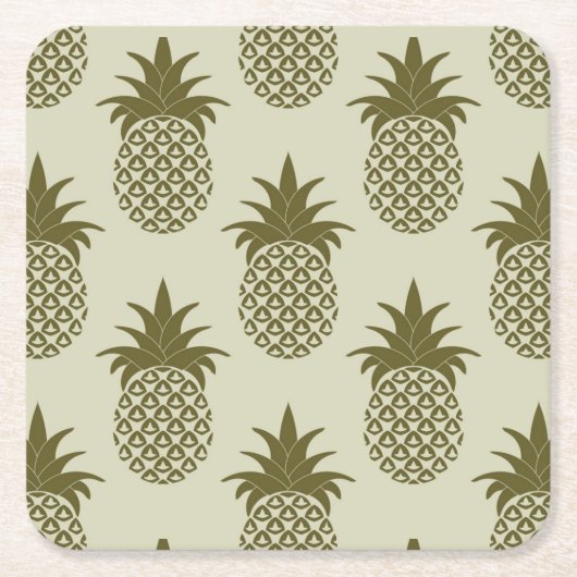 Khaki Pineapple Pattern Kartonnen Onderzetters (Voorkant)