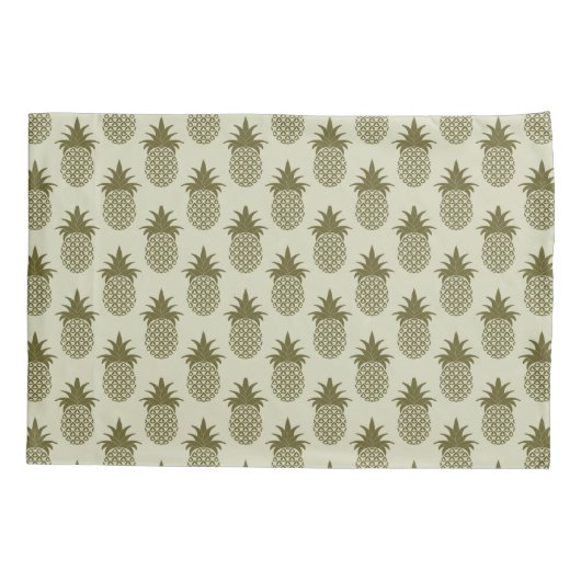 Khaki Pineapple Pattern Kussensloop (Achterkant-Links)