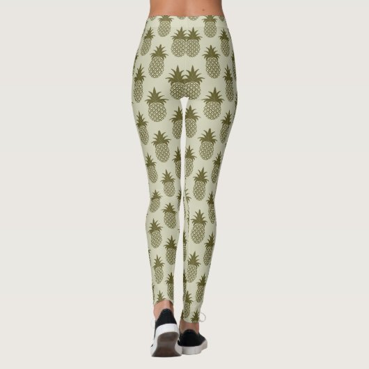 Khaki Pineapple Pattern Leggings (Achterkant)