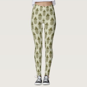Khaki Pineapple Pattern Leggings