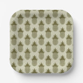 Khaki Pineapple Pattern Papieren Bordje (Voorkant)