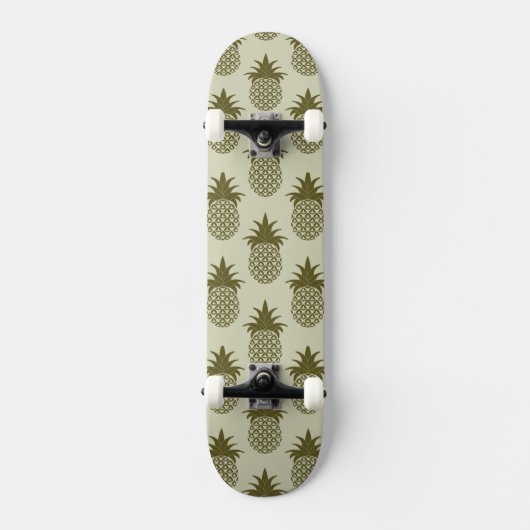 Khaki Pineapple Pattern Skateboard (Voorkant)