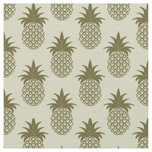 Khaki Pineapple Pattern Stof (Close Up)