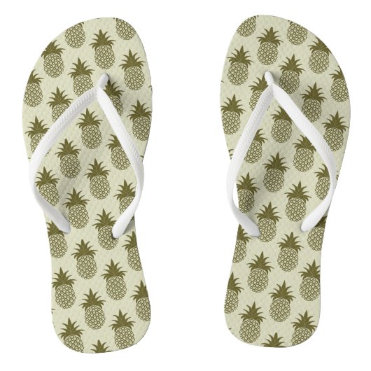 Khaki Pineapple Pattern Teenslippers (Voetbed)