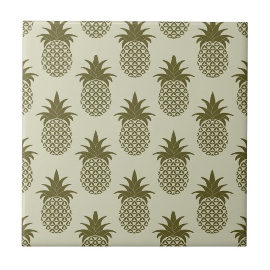 Khaki Pineapple Pattern Tegeltje (Voorkant)