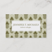 Khaki Pineapple Pattern Visitekaartje (Voorkant)