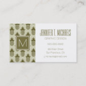 Khaki Pineapple Pattern Visitekaartje (Voorkant)
