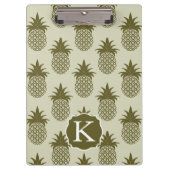 Khaki Pineapple Pattern | Voeg je Initiaal toe Klembord (Voorkant)