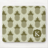 Khaki Pineapple Pattern | Voeg je Initiaal toe Muismat (Voorkant)
