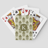 Khaki Pineapple Pattern | Voeg je Initiaal toe Pokerkaarten (Achterkant)