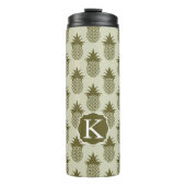 Khaki Pineapple Pattern | Voeg je Initiaal toe Thermosbeker (Voorkant)