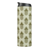 Khaki Pineapple Pattern | Voeg je Initiaal toe Thermosbeker (Geroteerd rechts)
