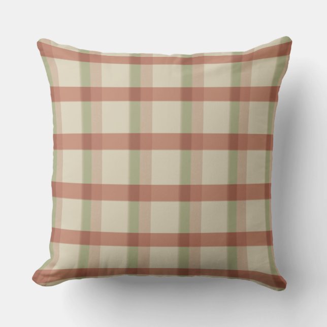 Khaki Roos Sage Check Outdoor Pillow 20x20 Buitenkussen (Voorkant)