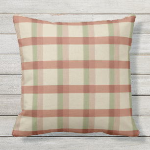 Khaki Roos Sage Check Outdoor Pillow 20x20 Buitenkussen