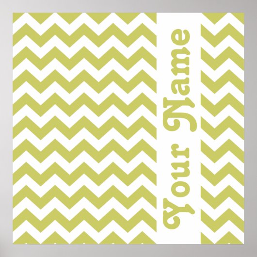 Khaki Safari Chevron met aangepaste tekst Poster (Voorkant)
