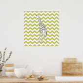 Khaki Safari Chevron met Pop Art Giraffe Poster (Keuken)