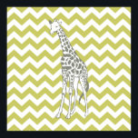 Khaki Safari Chevron met Pop Art Giraffe Poster<br><div class="desc">Mod Chevron patroon in het Safari Moods kleurenpalet van Emporio Moffa,  met pop-art giraffe aan één zijde.</div>