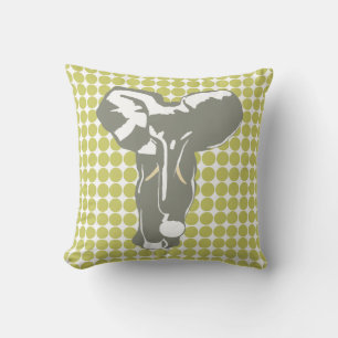 Khaki Safari Dot met Pop Art Elephant Kussen