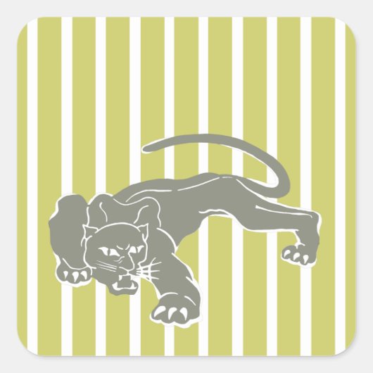 Khaki Safari Stripe met luipaard Vierkante Sticker (Voorkant)