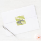 Khaki Safari Stripe met luipaard Vierkante Sticker (Envelop)