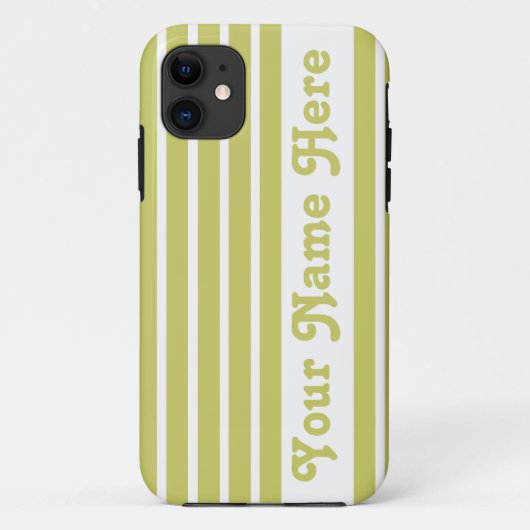 Khaki Safari Stripe met naam Case-Mate iPhone Case (Achterkant)